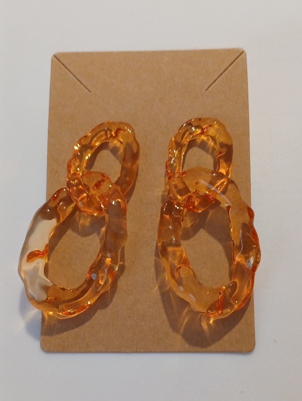 Fashion Jewelry Amber Resin Linked Drop Earrings